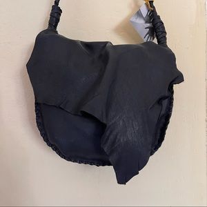 HANDMADE Deerskin Black Leather Boho Biker Rawhide Braided Purse Shoulder Bag